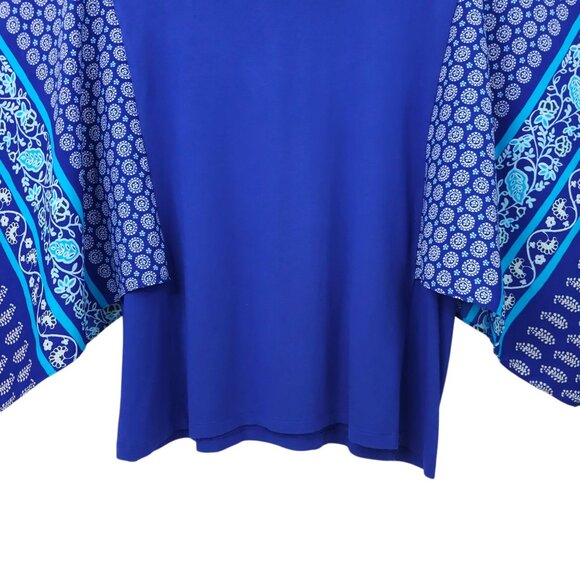 Chicos Pullover Top Womens 2 US L Paisley Handkerchief Batwing Sleeve Keyhole - Picture 10 of 16